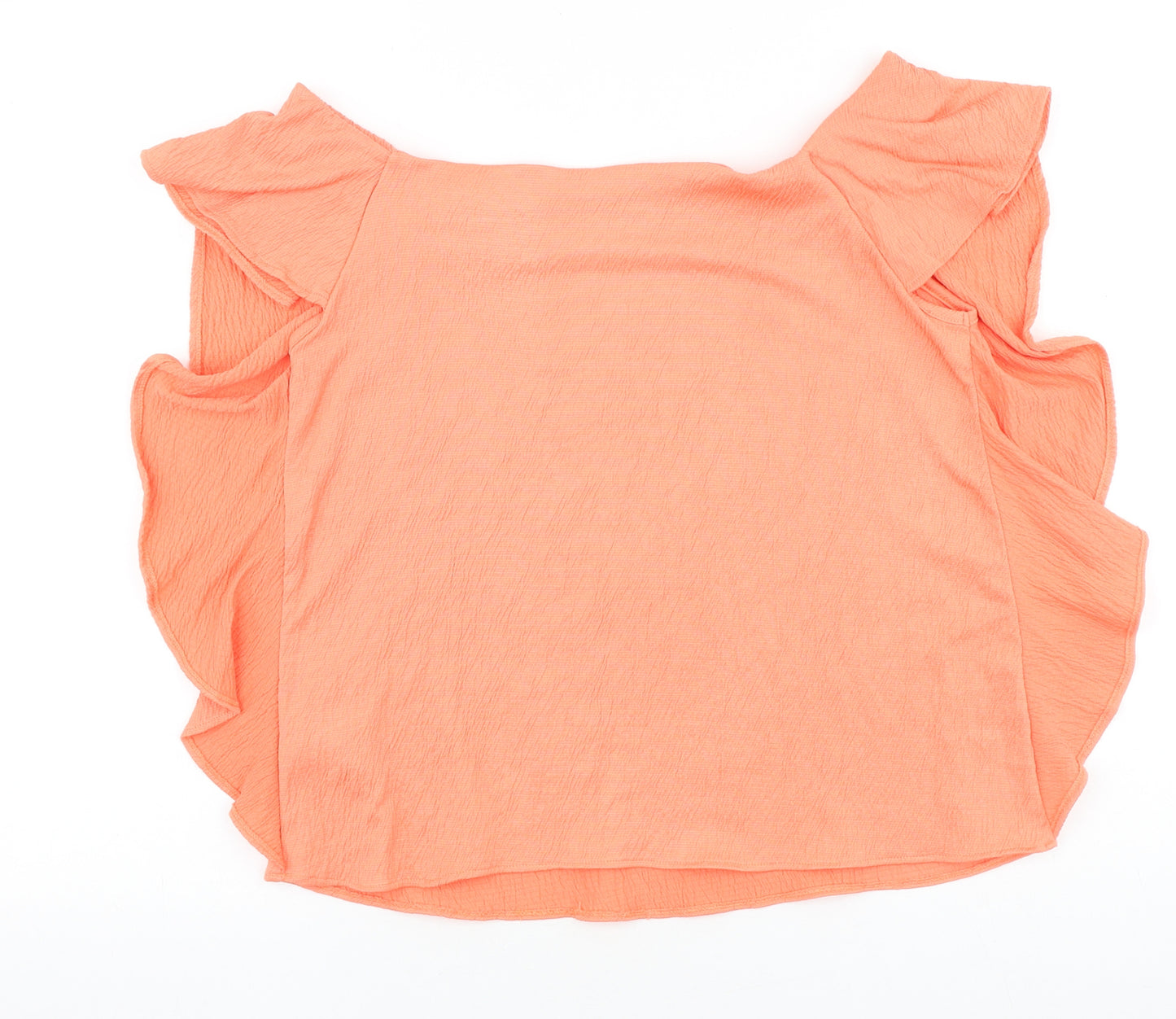 Marks and Spencer Womens Orange Polyester Basic Blouse Size 12 Boat Neck