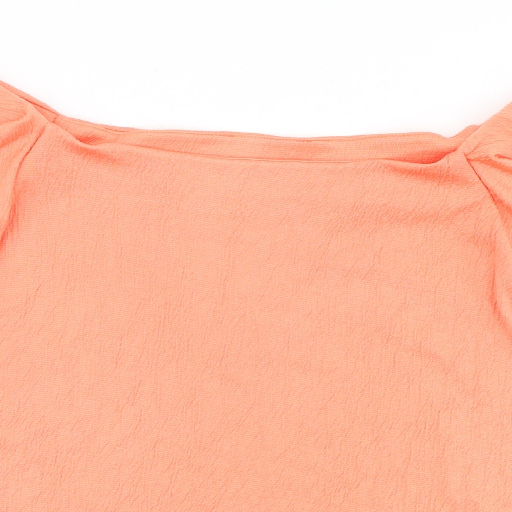 Marks and Spencer Womens Orange Polyester Basic Blouse Size 12 Boat Neck