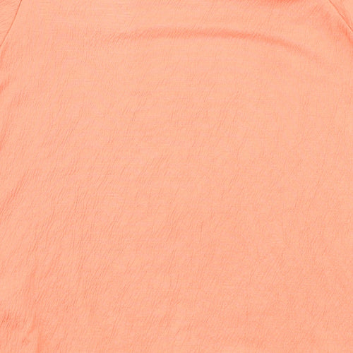 Marks and Spencer Womens Orange Polyester Basic Blouse Size 12 Boat Neck
