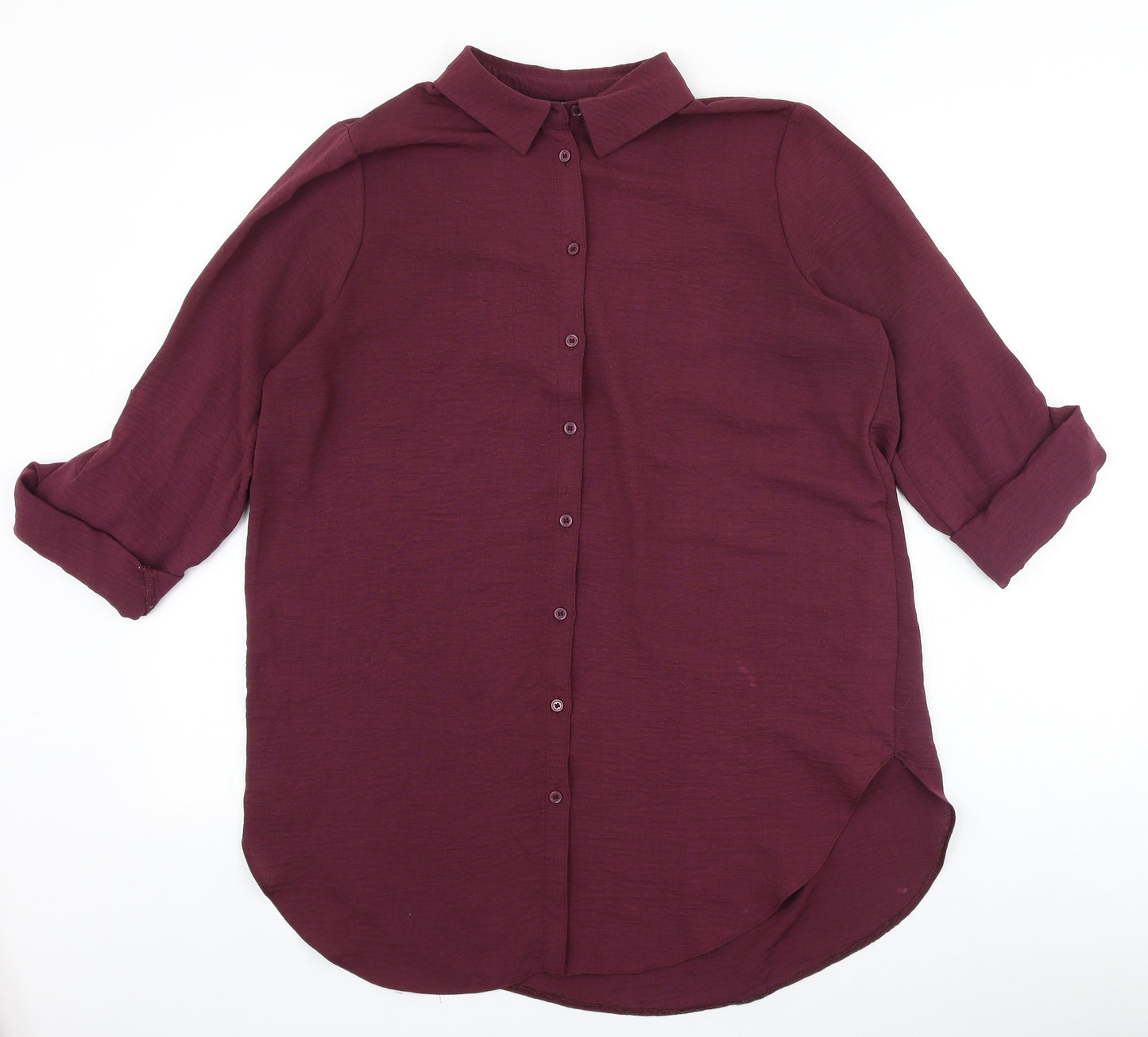 George Womens Purple Polyester Basic Button-Up Size 8 Collared