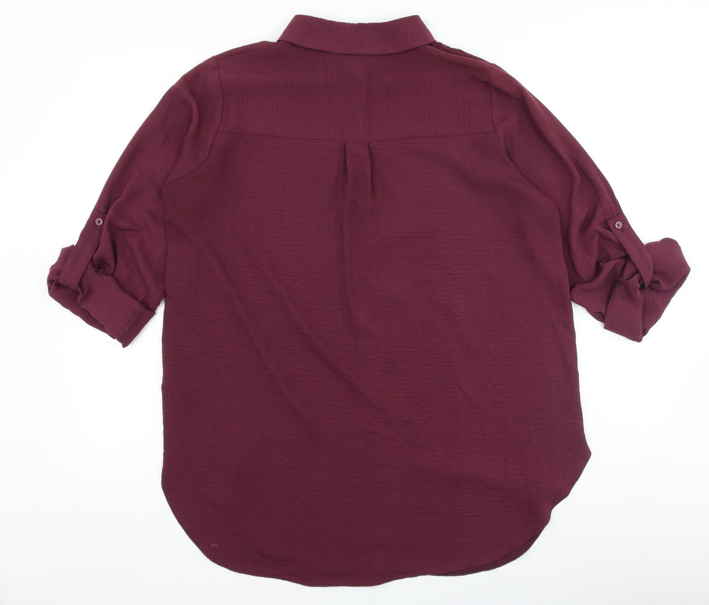 George Womens Purple Polyester Basic Button-Up Size 8 Collared