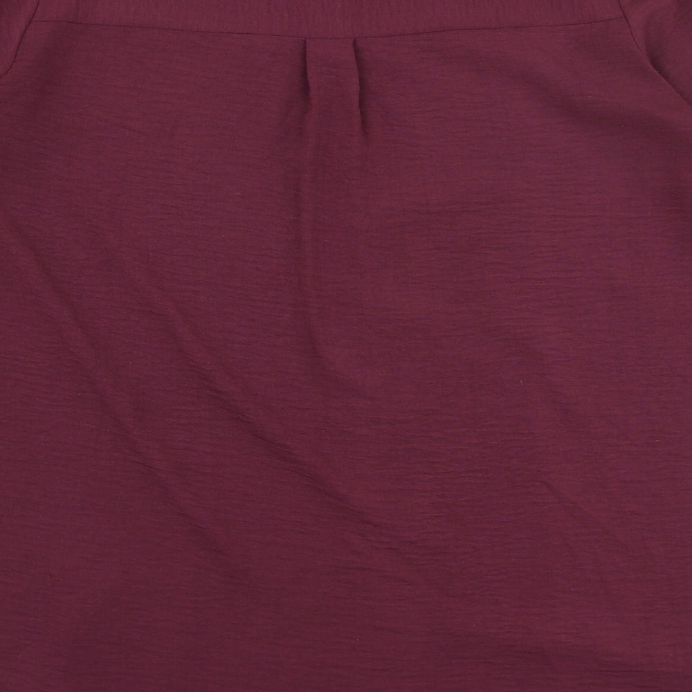 George Womens Purple Polyester Basic Button-Up Size 8 Collared