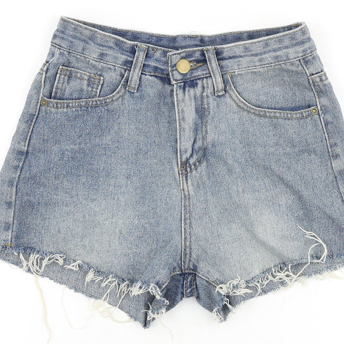 Preworn Womens Blue 100% Cotton Boyfriend Shorts Size S Regular Zip