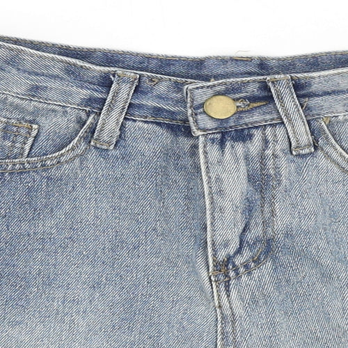 Preworn Womens Blue 100% Cotton Boyfriend Shorts Size S Regular Zip