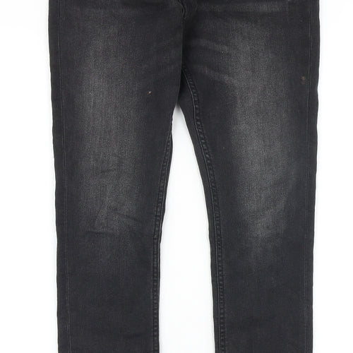 Marks and Spencer Girls Black Cotton Straight Jeans Size 10-11 Years Slim Zip