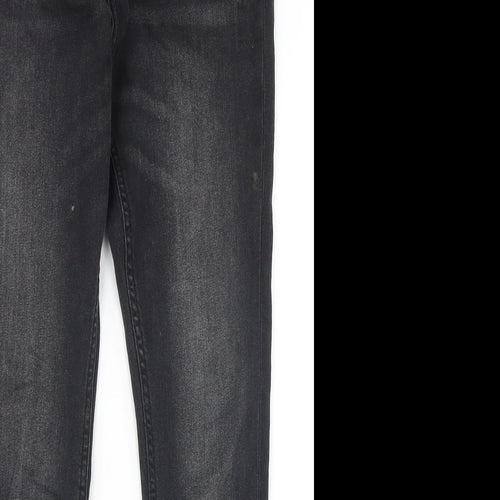 Marks and Spencer Girls Black Cotton Straight Jeans Size 10-11 Years Slim Zip