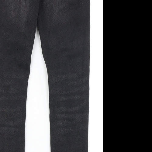 Marks and Spencer Girls Black Cotton Straight Jeans Size 10-11 Years Slim Zip