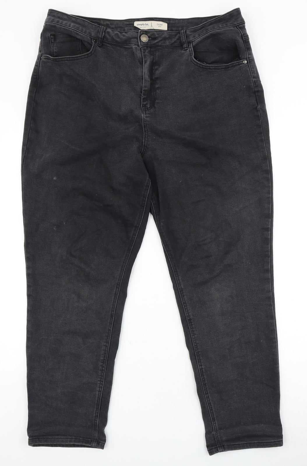 Simply Be Womens Black Cotton Straight Jeans Size 20 Regular Zip