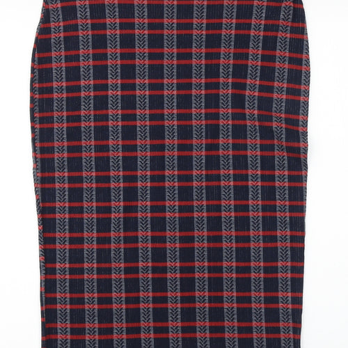 Papaya Womens Blue Plaid Polyester Straight & Pencil Skirt Size 12