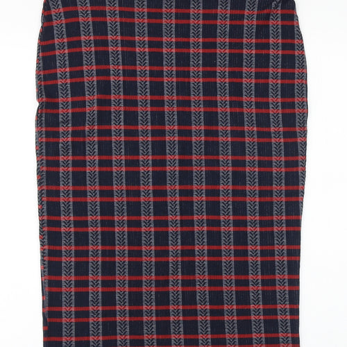 Papaya Womens Blue Plaid Polyester Straight & Pencil Skirt Size 12