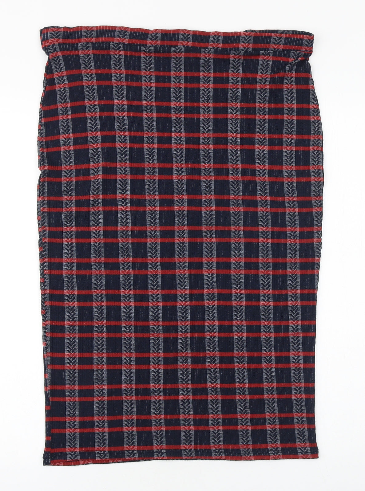 Papaya Womens Blue Plaid Polyester Straight & Pencil Skirt Size 12