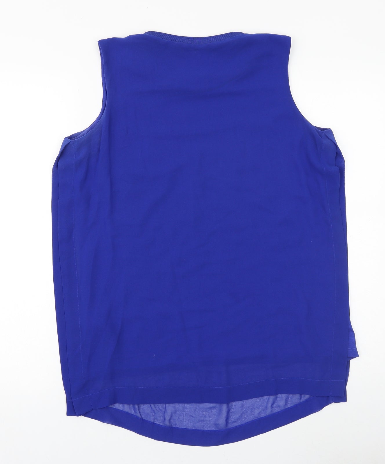 Marks and Spencer Womens Blue Viscose Basic Blouse Size 14 Round Neck