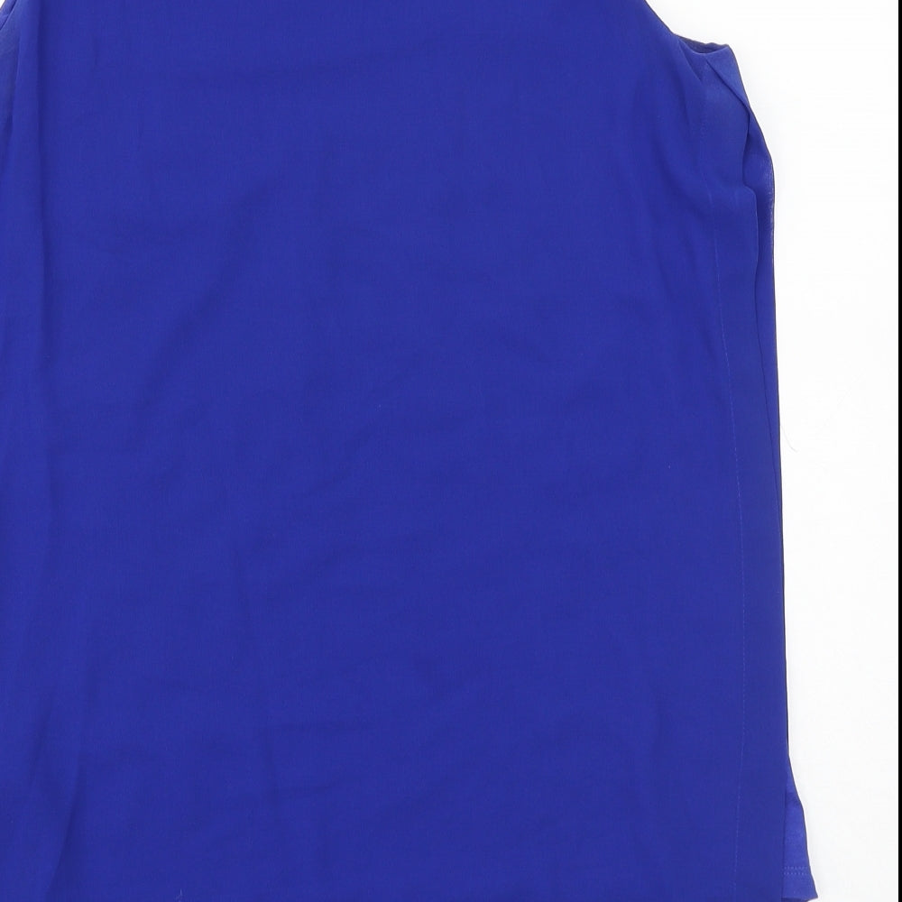 Marks and Spencer Womens Blue Viscose Basic Blouse Size 14 Round Neck