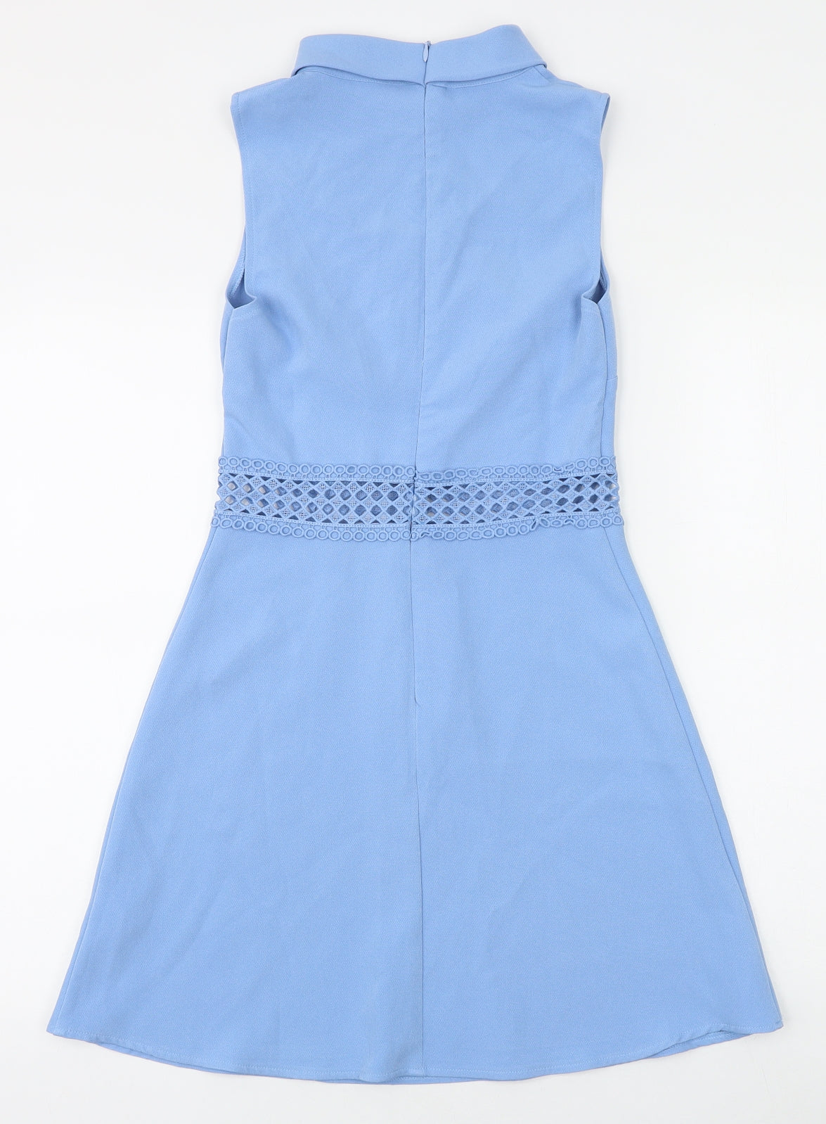New Look Womens Blue Polyester A-Line Size 6 Round Neck Zip