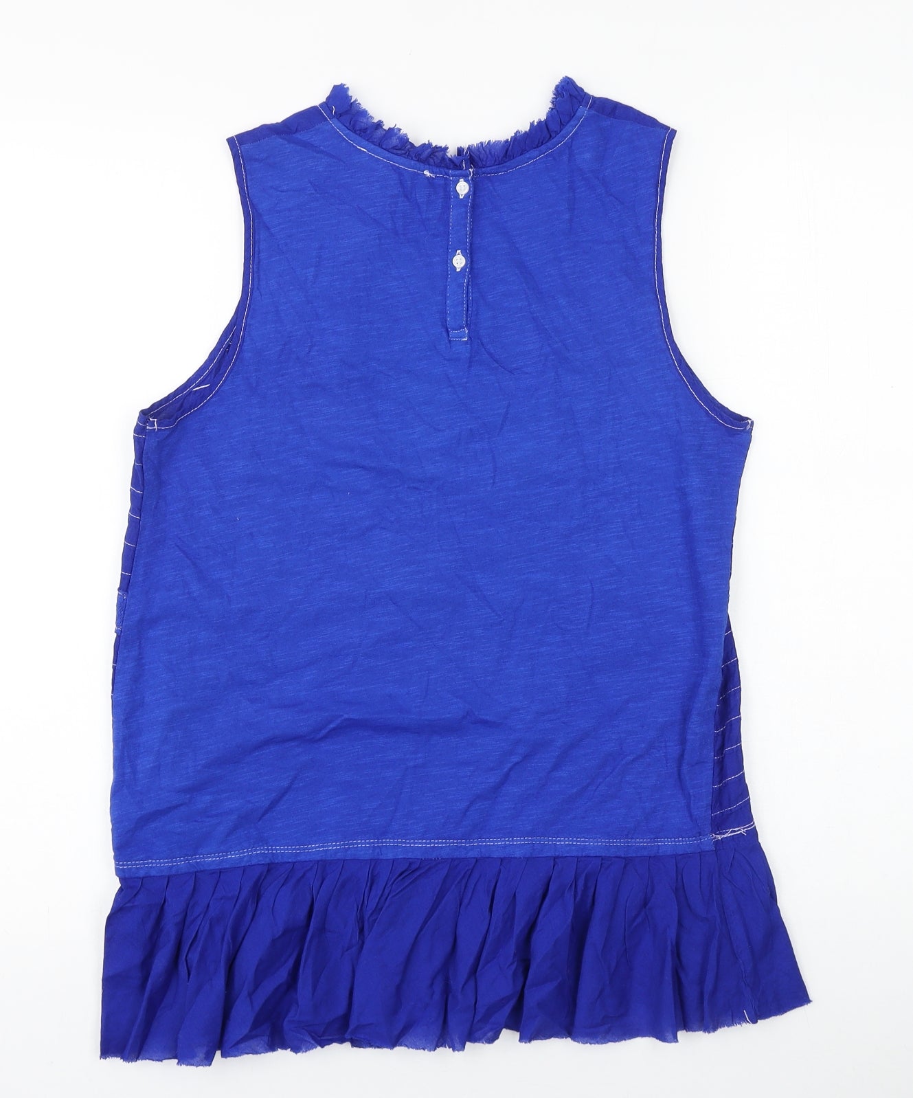 NEXT Womens Blue Geometric 100% Cotton Basic Tank Size 12 Round Neck