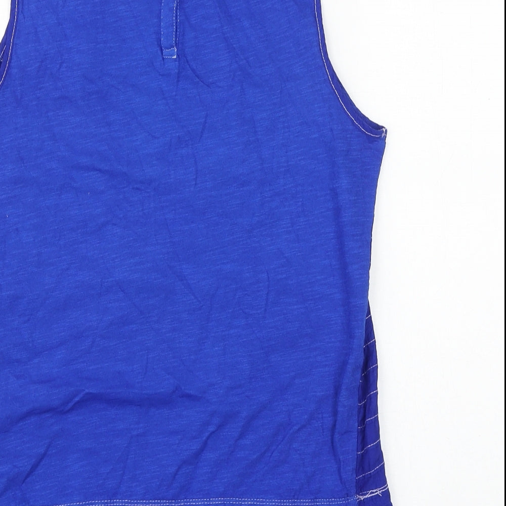 NEXT Womens Blue Geometric 100% Cotton Basic Tank Size 12 Round Neck