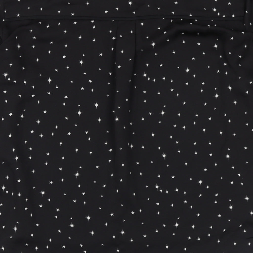 H&M Womens Black Geometric Polyester Basic Blouse Size 10 V-Neck - Star Print