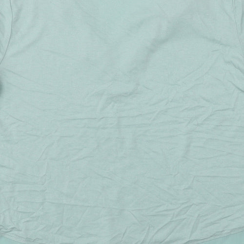 Marks and Spencer Womens Green Viscose Basic T-Shirt Size 10 V-Neck