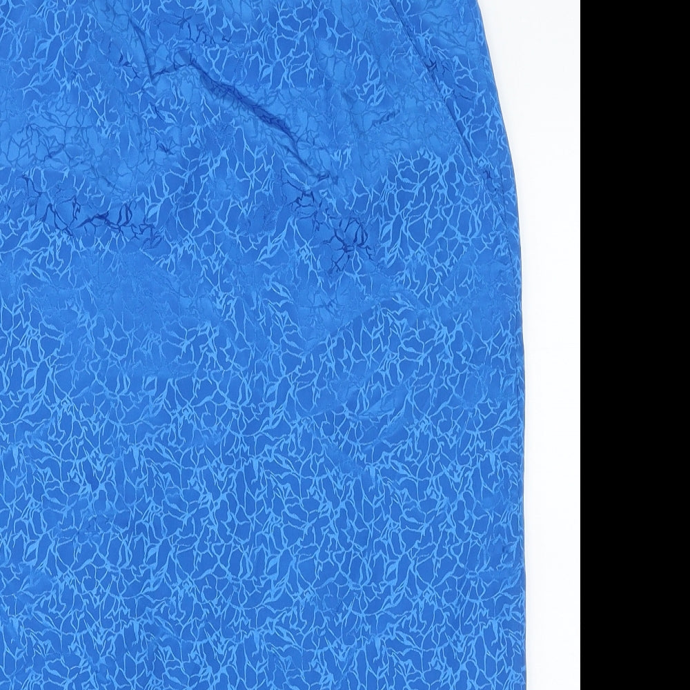 Preworn Womens Blue Geometric Polyester Straight & Pencil Skirt Size 10 Zip