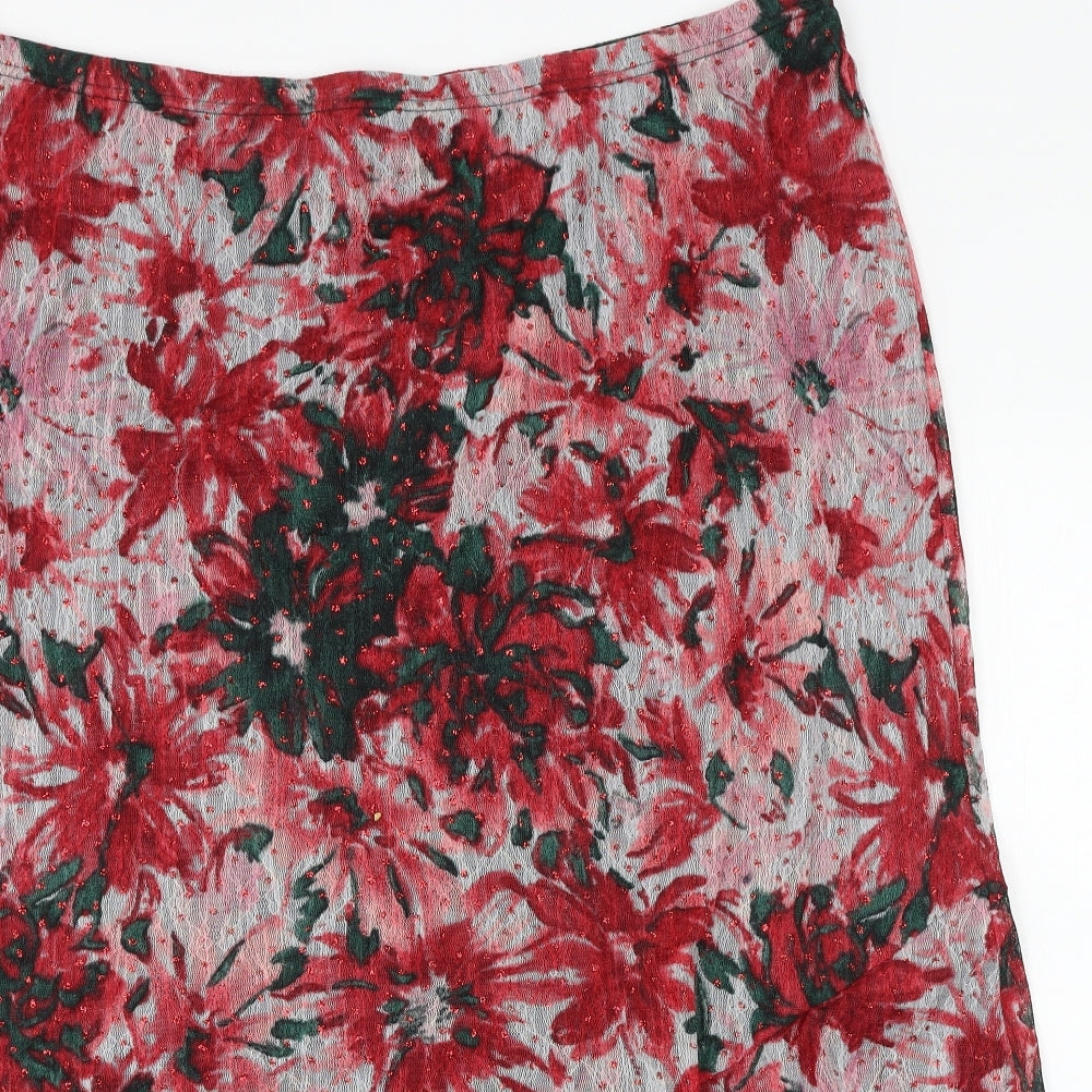 Michele Hope Womens Red Floral Polyester Swing Skirt Size 26