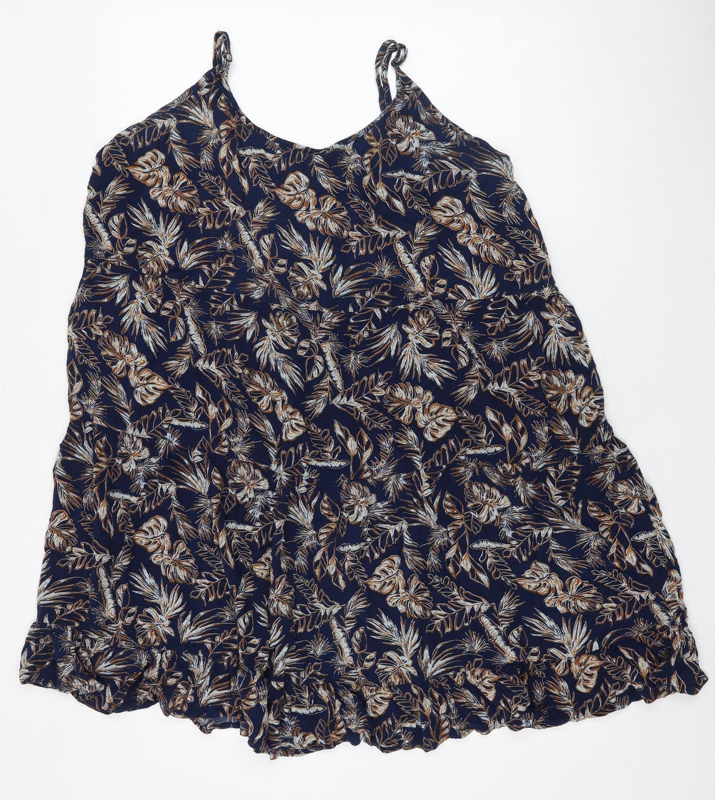 Primark Womens Blue Floral Viscose Slip Dress Size 20 Round Neck Pullover