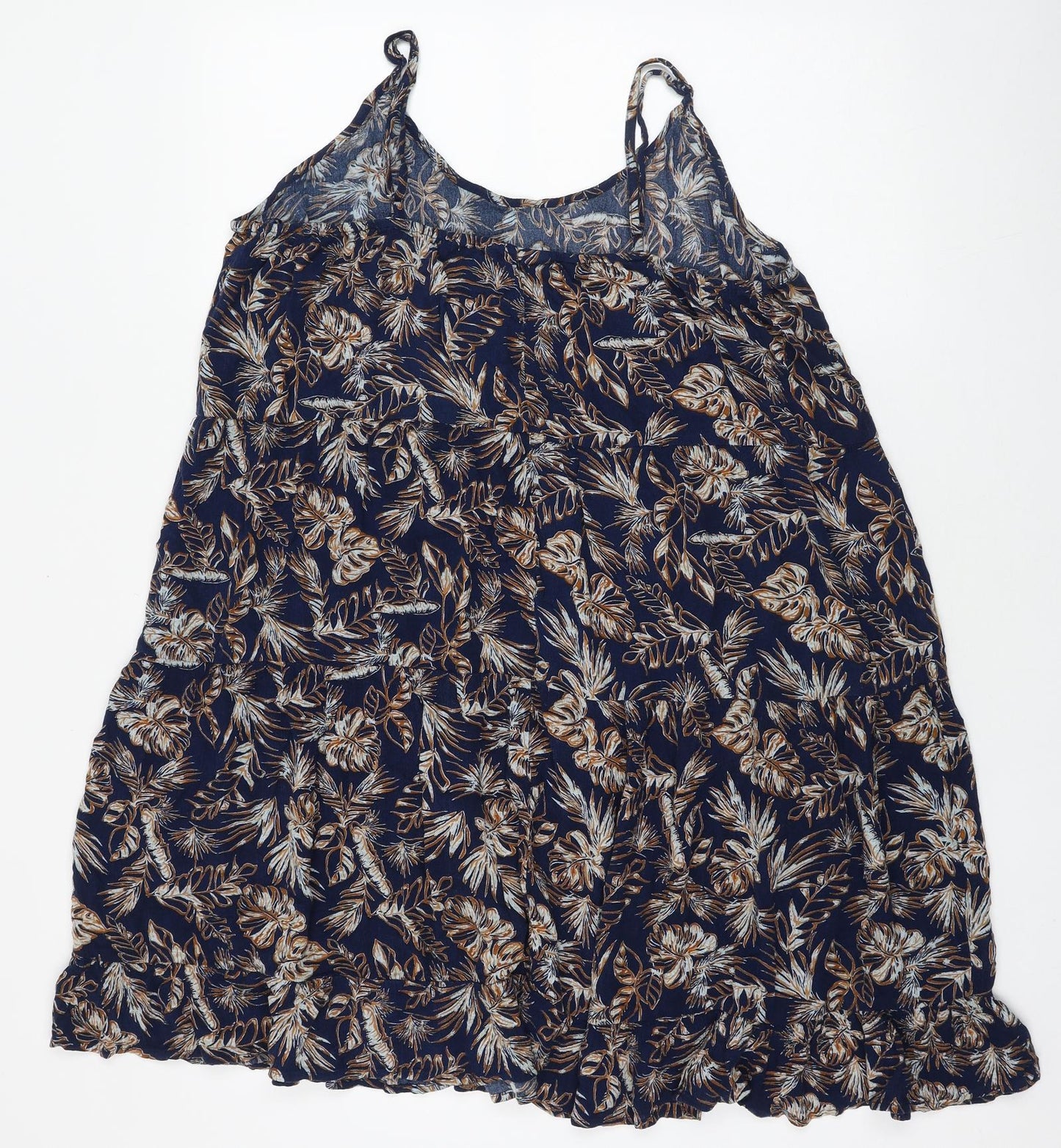 Primark Womens Blue Floral Viscose Slip Dress Size 20 Round Neck Pullover