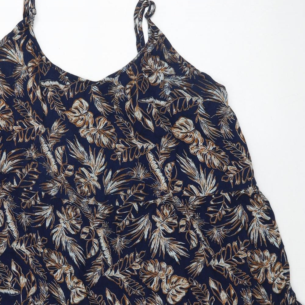 Primark Womens Blue Floral Viscose Slip Dress Size 20 Round Neck Pullover