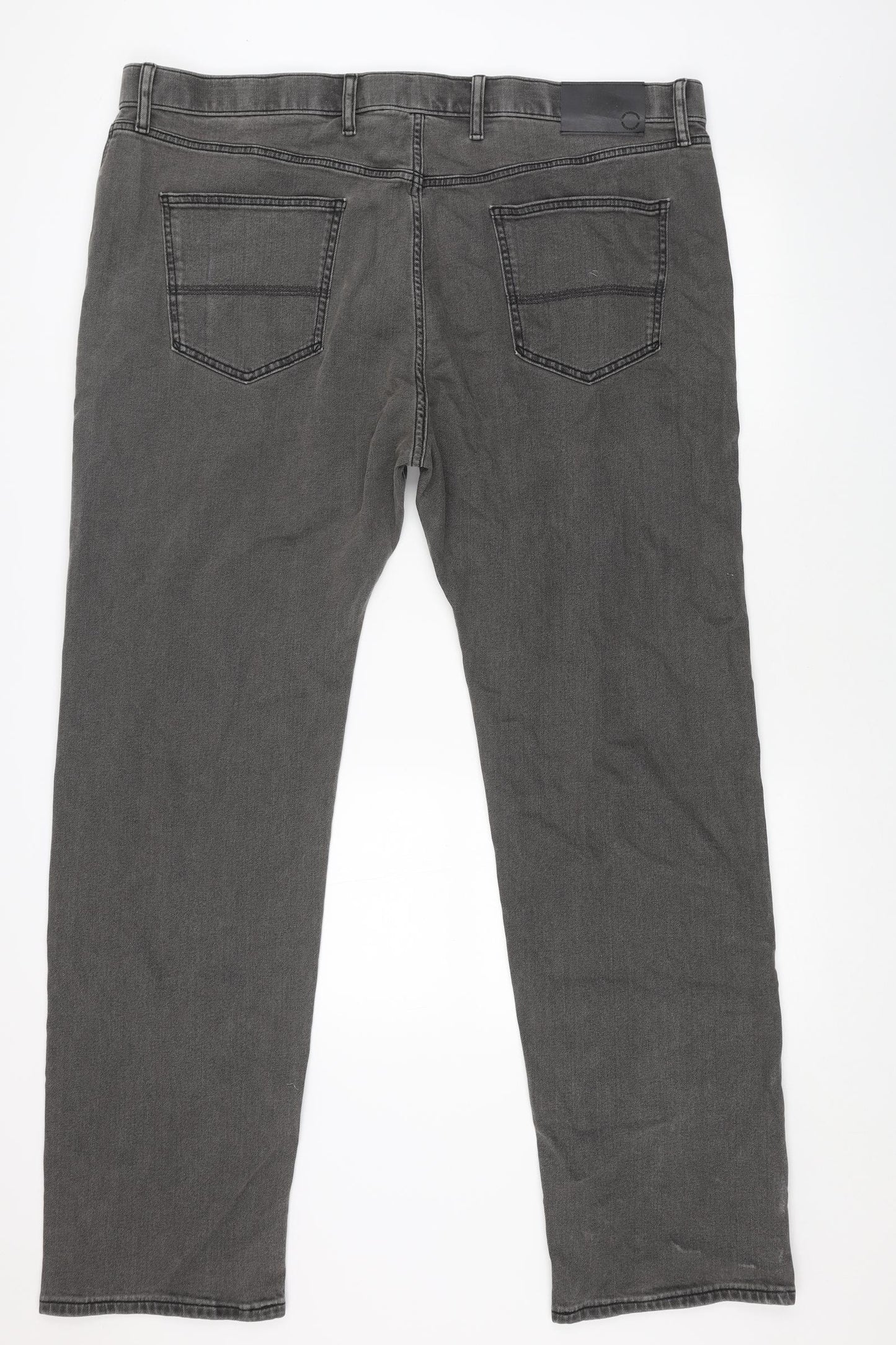 Marks and Spencer Mens Grey Cotton Straight Jeans Size 44 in L33 in Regular Button