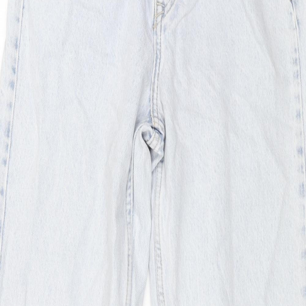 Zara Womens Blue Cotton Straight Jeans Size 10 L31 in Regular Button