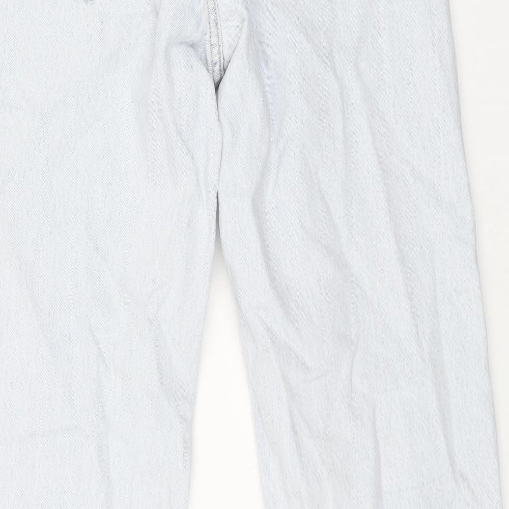 Zara Womens Blue Cotton Straight Jeans Size 10 L31 in Regular Button
