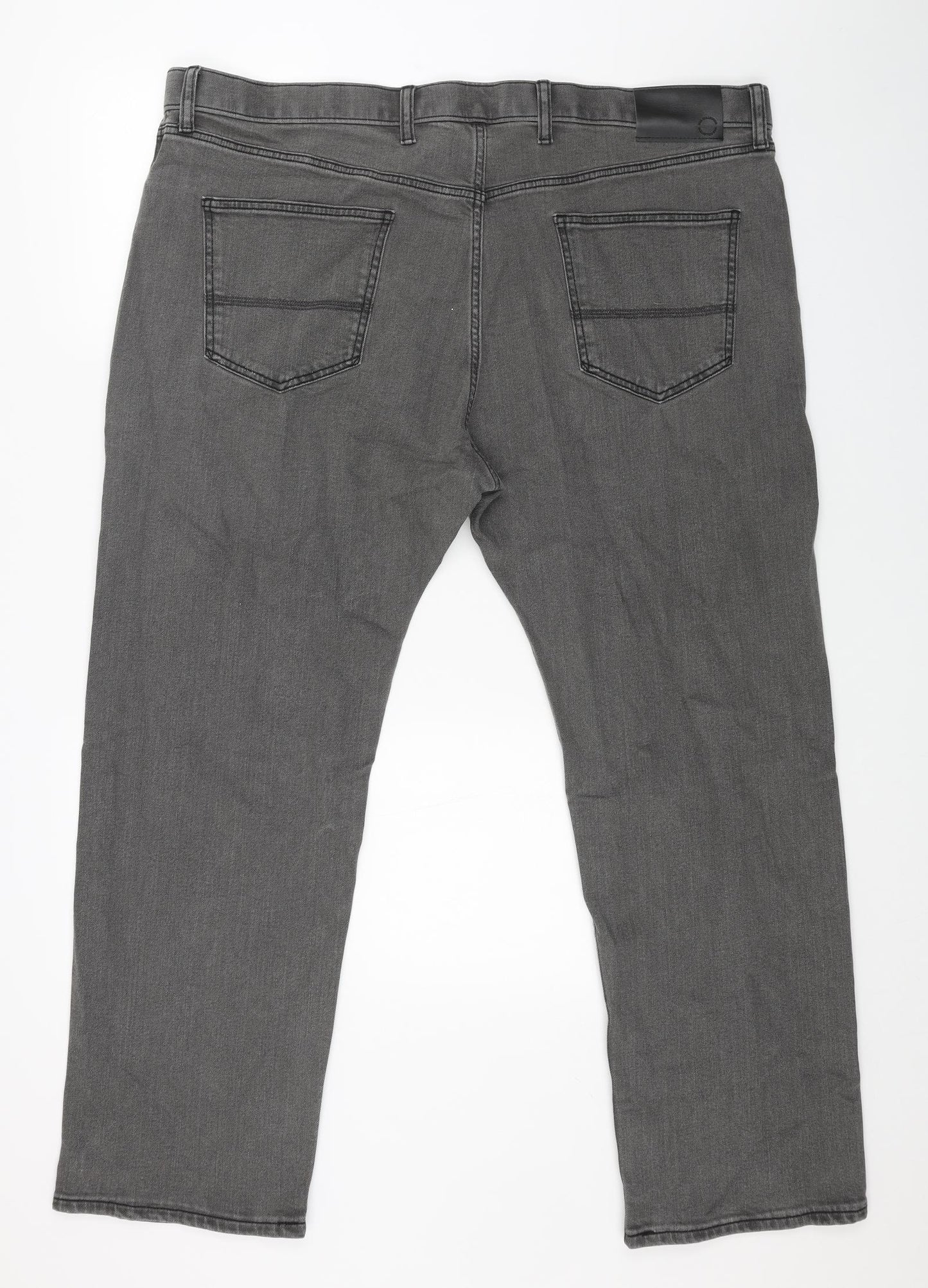 Marks and Spencer Mens Grey Cotton Straight Jeans Size 44 in L29 in Regular Button