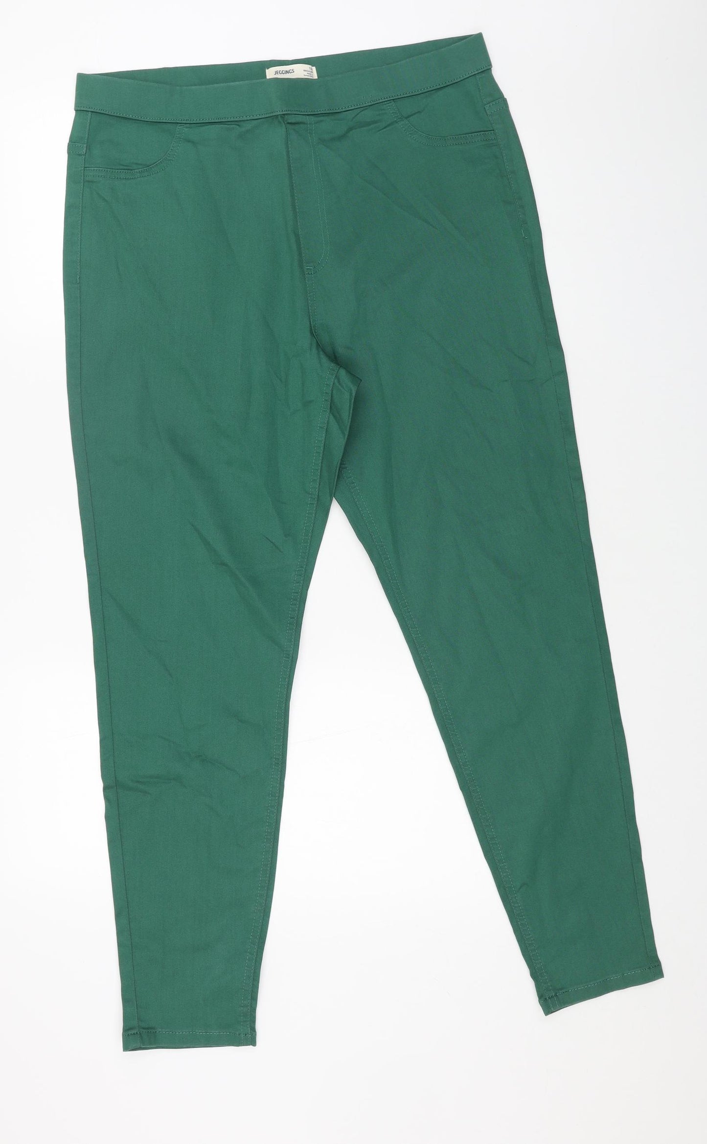 Marks and Spencer Womens Green Cotton Jegging Jeans Size 18 L28 in Regular