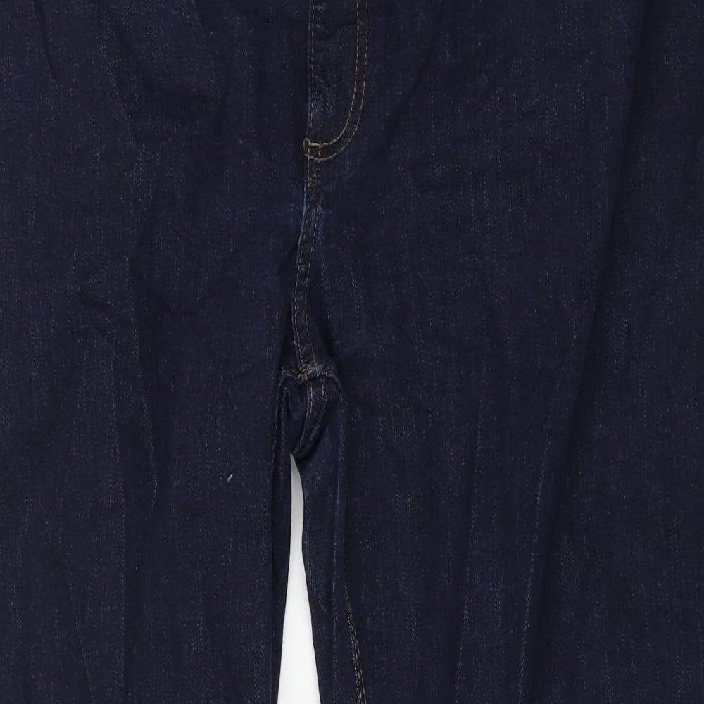 Marks and Spencer Mens Blue Cotton Straight Jeans Size 32 in L31 in Regular Button