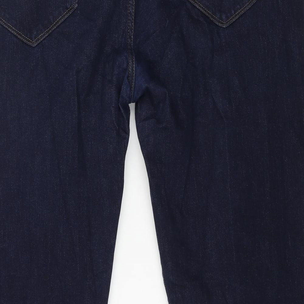 Marks and Spencer Mens Blue Cotton Straight Jeans Size 32 in L31 in Regular Button