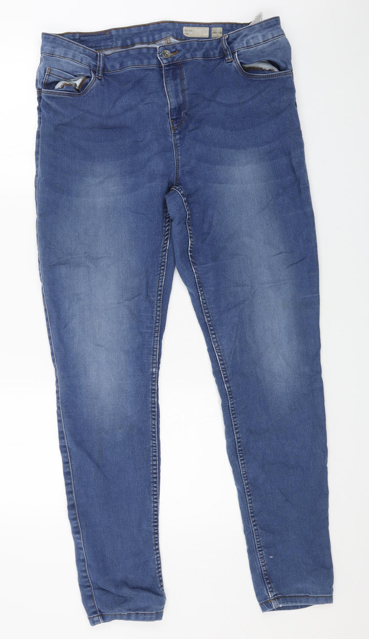 Preworn Womens Blue Cotton Skinny Jeans Size 2XL L31 in Regular Button