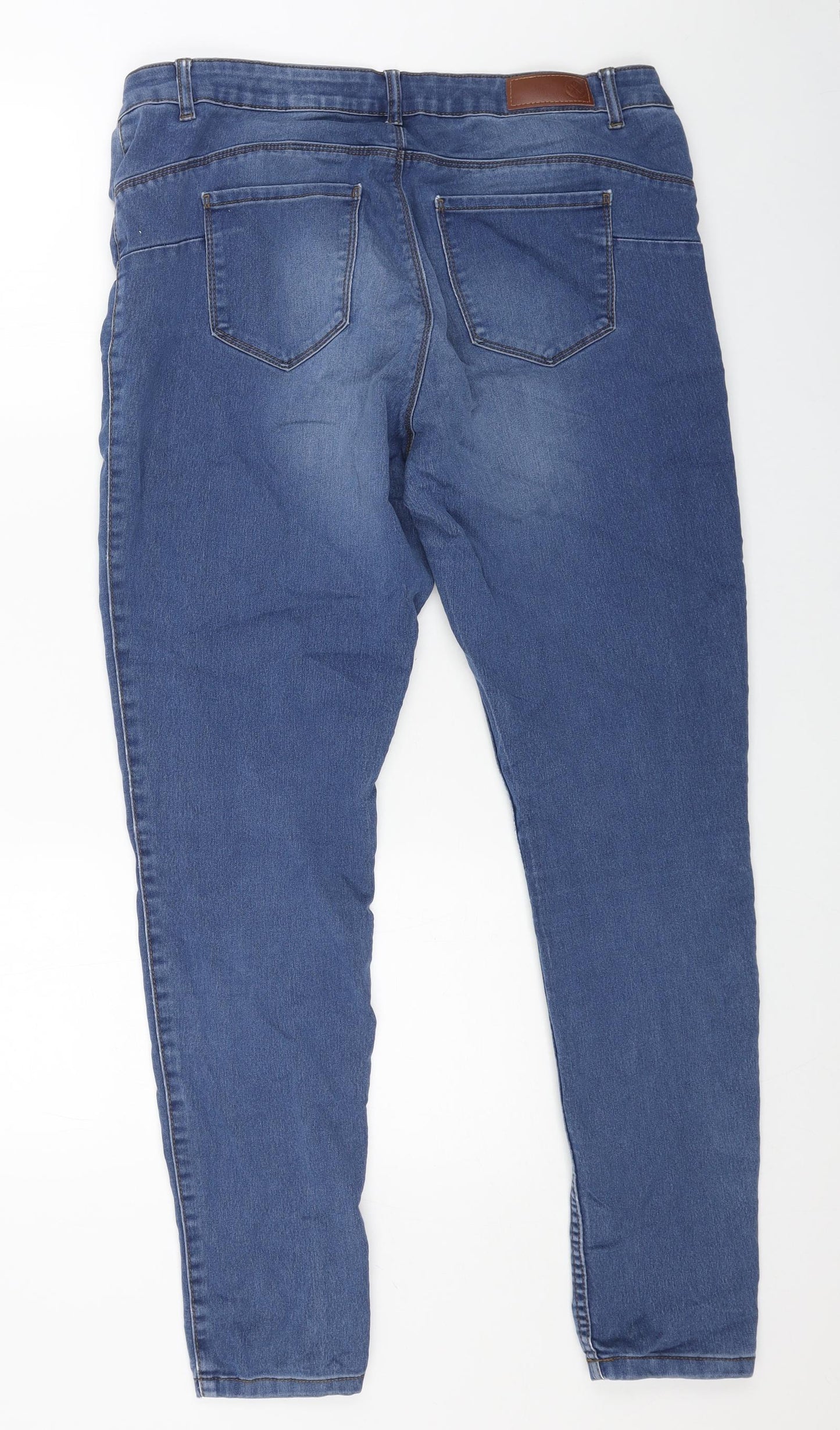 Preworn Womens Blue Cotton Skinny Jeans Size 2XL L31 in Regular Button