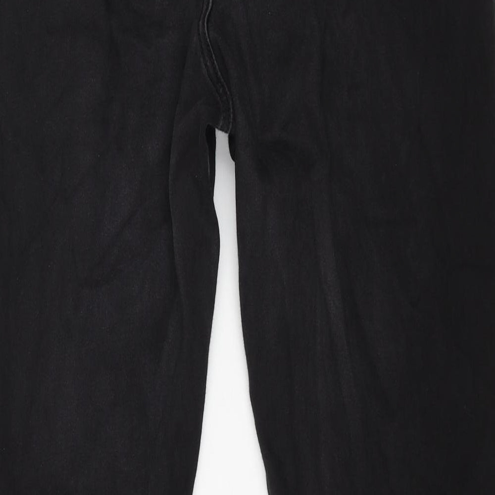 Marks and Spencer Womens Black Cotton Straight Jeans Size 16 L29 in Regular Button