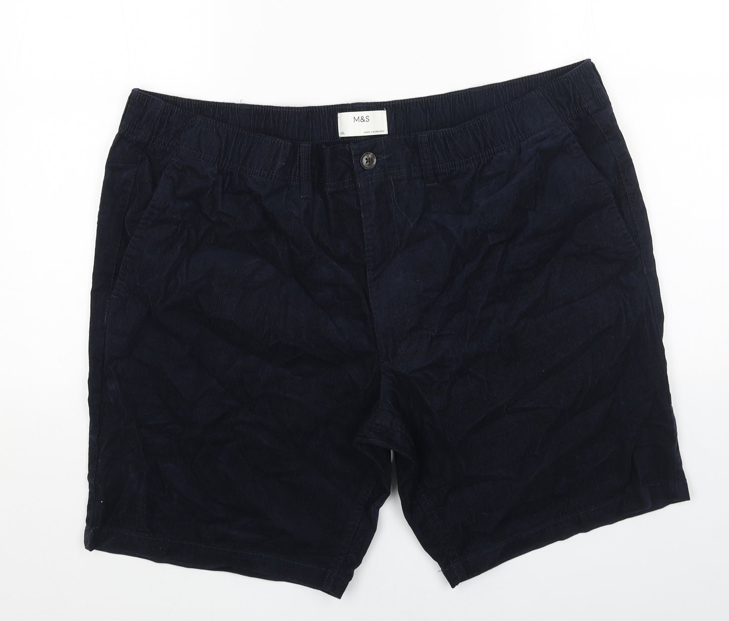 Marks and Spencer Mens Blue Cotton Chino Shorts Size XL L9 in Regular Button