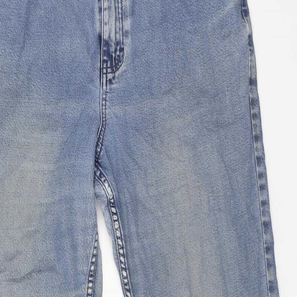 Marks and Spencer Womens Blue Cotton Straight Jeans Size 12 L27 in Regular Button