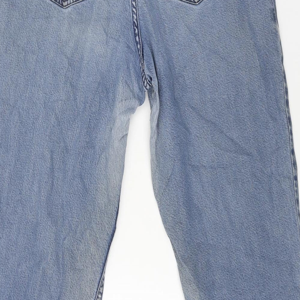 Marks and Spencer Womens Blue Cotton Straight Jeans Size 12 L27 in Regular Button