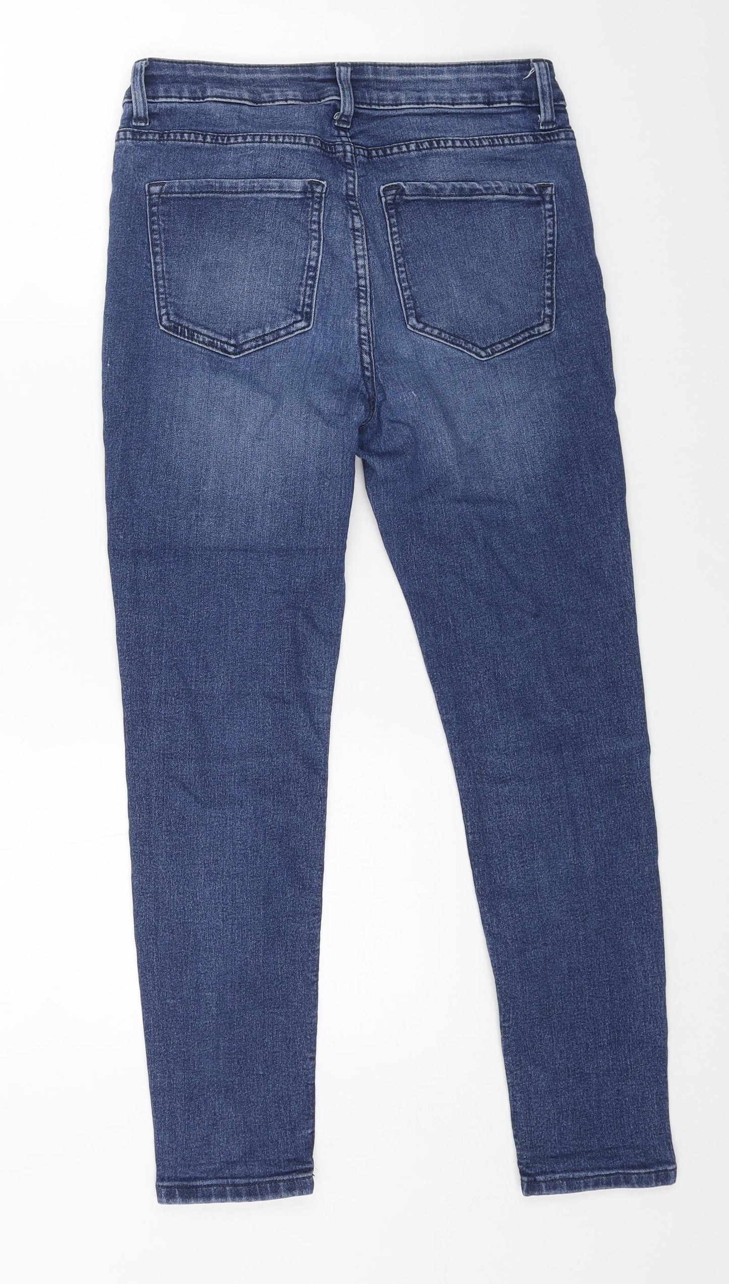 Marks and Spencer Womens Blue Cotton Skinny Jeans Size 10 L25 in Regular Button