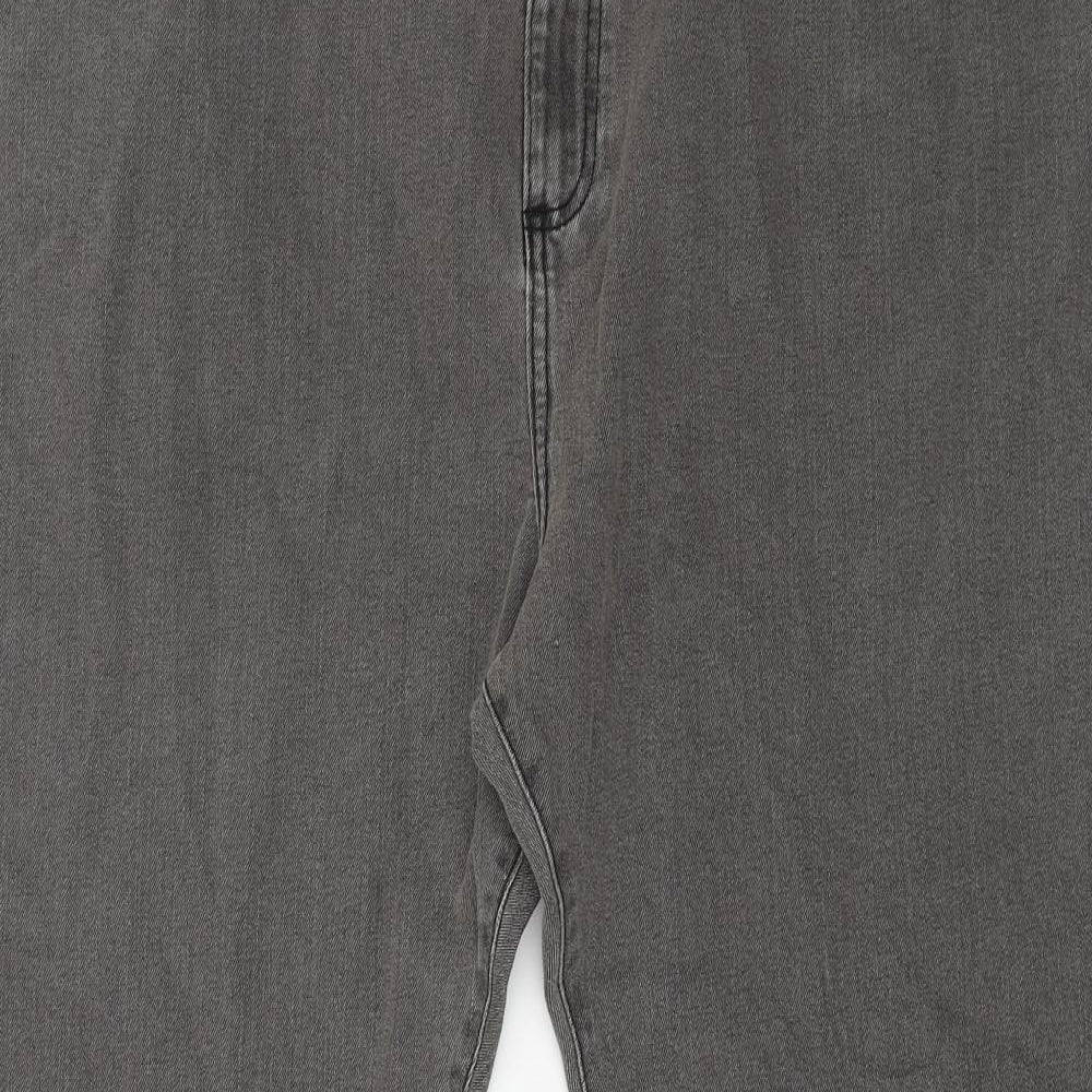 Marks and Spencer Mens Grey Cotton Straight Jeans Size 44 in L33 in Regular Button