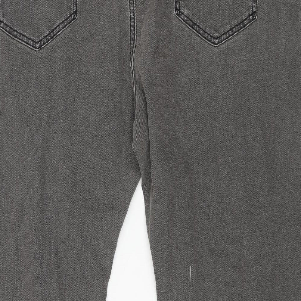 Marks and Spencer Mens Grey Cotton Straight Jeans Size 44 in L33 in Regular Button