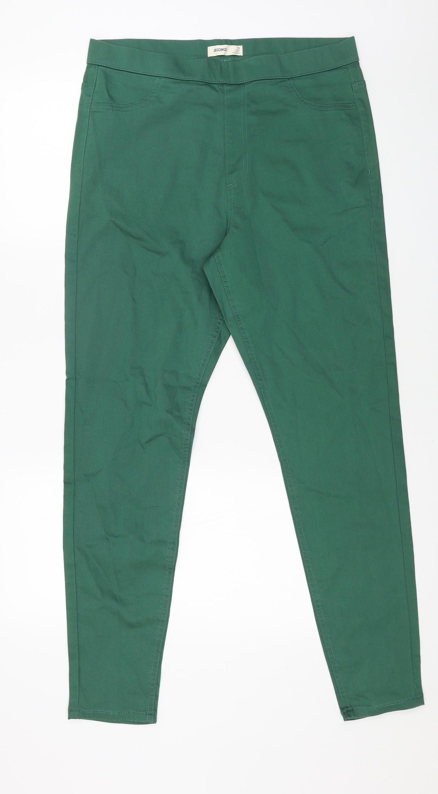 Marks and Spencer Womens Green Cotton Jegging Jeans Size 16 L29 in Regular