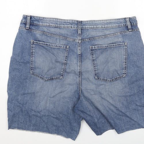 Marks and Spencer Womens Blue Cotton Bermuda Shorts Size 22 Regular Button
