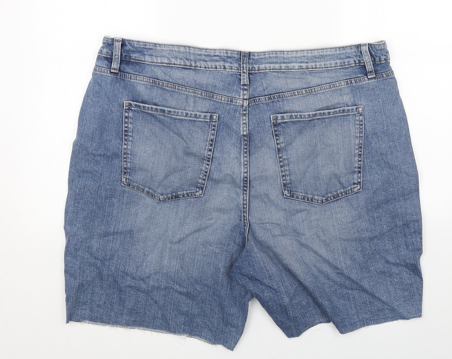 Marks and Spencer Womens Blue Cotton Bermuda Shorts Size 22 Regular Button