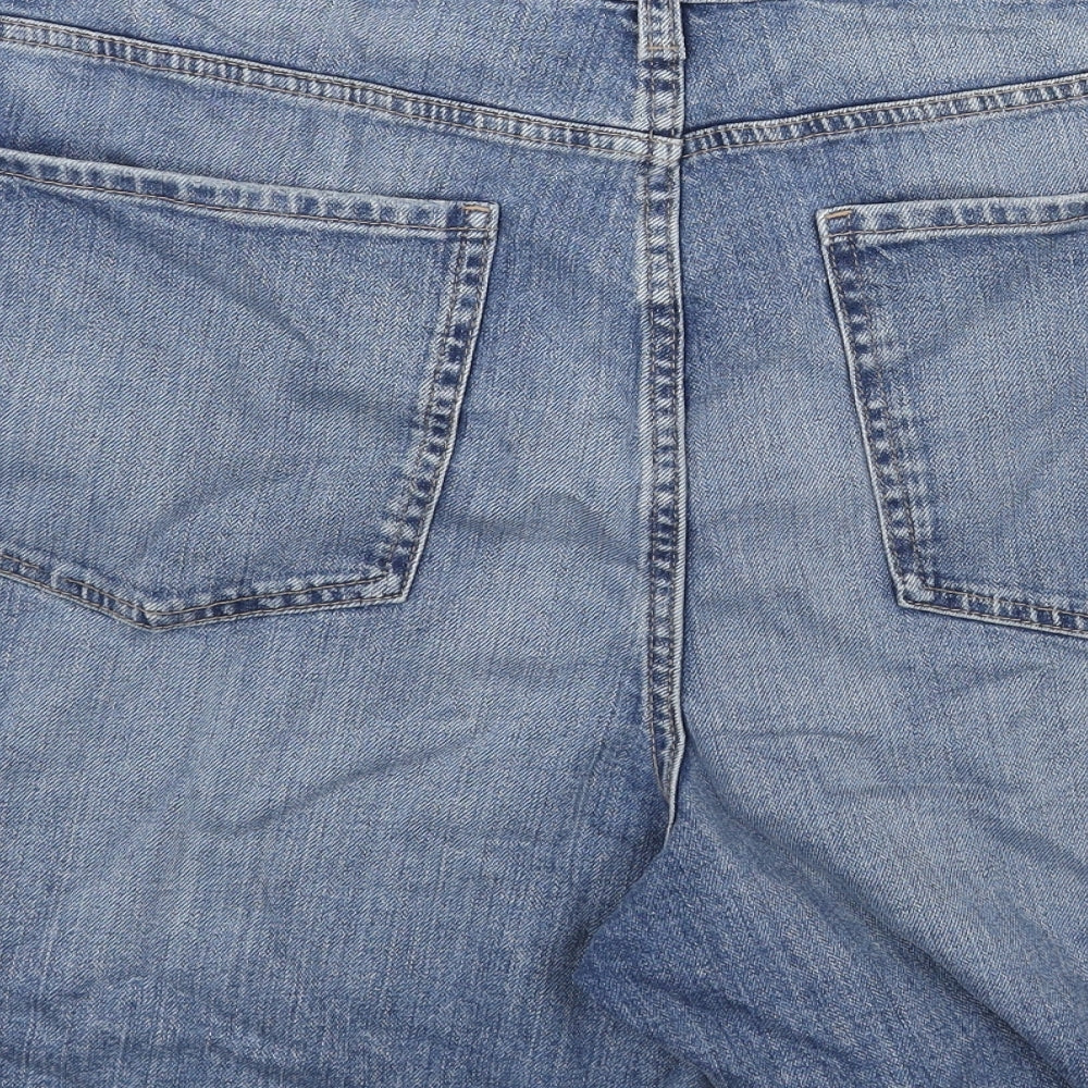 Marks and Spencer Womens Blue Cotton Bermuda Shorts Size 22 Regular Button