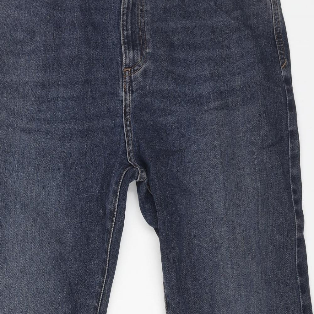 Marks and Spencer Mens Blue Cotton Straight Jeans Size 32 in L29 in Regular Button