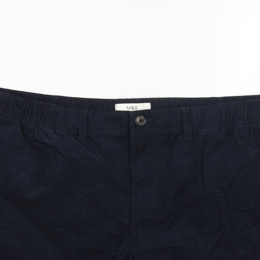 Marks and Spencer Mens Blue Cotton Chino Shorts Size 2XL L9 in Regular Button