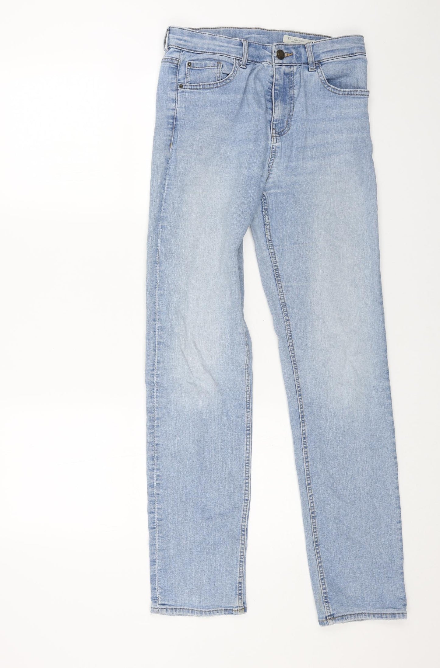 Marks and Spencer Womens Blue Cotton Straight Jeans Size 10 L30 in Regular Button
